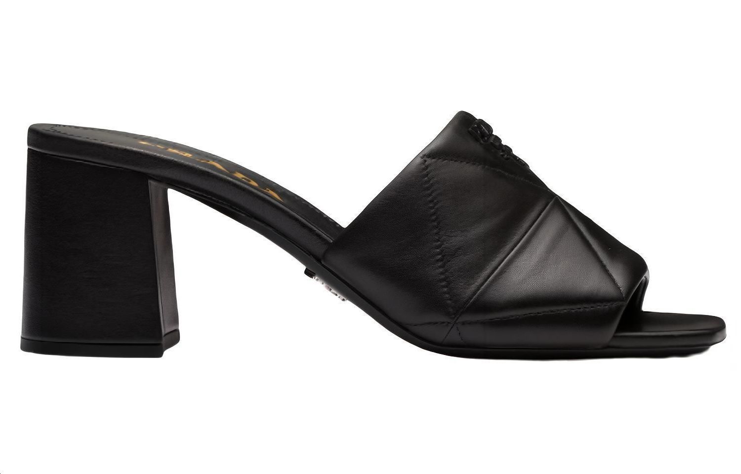 Order (W) 普拉达黑色金属印花皮革高跟凉鞋 1XX583_038_F0002_F_BB65