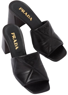 (Women) Prada Leather High-Heel Sandals with Metallic Print 'Black' 1XX583_038_F0002_F_BB65 Lookbook (Women) Prada Leather High-Heel Sandals with Metallic Print 'Black' 1XX583_038_F0002_F_BB65