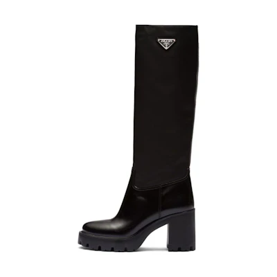 (W) Prada Leather High-Top Boots 'Black CMFT'