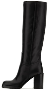 (W) 프라다 블랙 라운드토 슬립온 가죽 하이탑 부츠 1W281N_070_F0002_F_090 Buy (W) 프라다 블랙 라운드토 슬립온 가죽 하이탑 부츠 1W281N_070_F0002_F_090