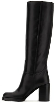 (Women) Prada Leather High-Top Boots 'Black Round-Toe Slip-On' 1W281N_070_F0002_F_090 Buy (Women) Prada Leather High-Top Boots 'Black Round-Toe Slip-On' 1W281N_070_F0002_F_090