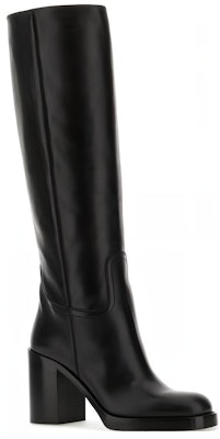 (Women) Prada Leather High-Top Boots 'Black Round-Toe Slip-On' 1W281N_070_F0002_F_090 Order (Women) Prada Leather High-Top Boots 'Black Round-Toe Slip-On' 1W281N_070_F0002_F_090