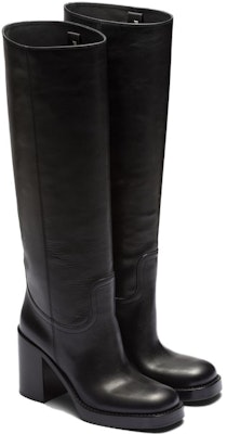 (Women) Prada Leather High-Top Boots 'Black Round-Toe Slip-On' 1W281N_070_F0002_F_090 Lookbook (Women) Prada Leather High-Top Boots 'Black Round-Toe Slip-On' 1W281N_070_F0002_F_090