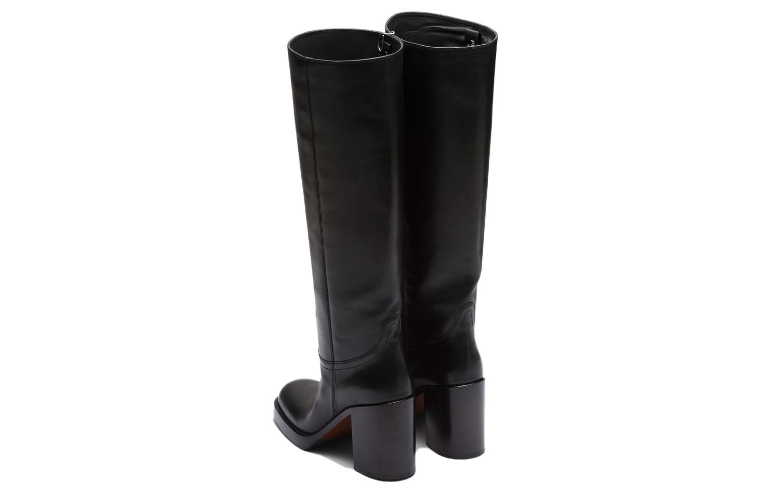 Purchase (W) Prada Leren Hoge Laarzen ''Zwart Rond-Neus Instapper'' 1W281N_070_F0002_F_090