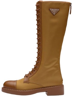 (Women) Prada Leather High-Top Boots 'Brown Logo Strap' 1W906M_3LLB_F0005_F_D050 Buy (Women) Prada Leather High-Top Boots 'Brown Logo Strap' 1W906M_3LLB_F0005_F_D050