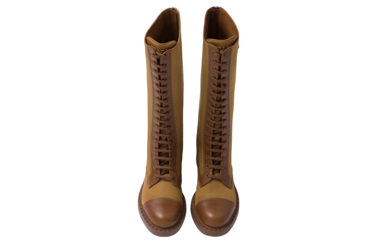 Lookbook (W) Prada Leren Hoge Laarzen ''Bruine Logo Band'' 1W906M_3LLB_F0005_F_D050