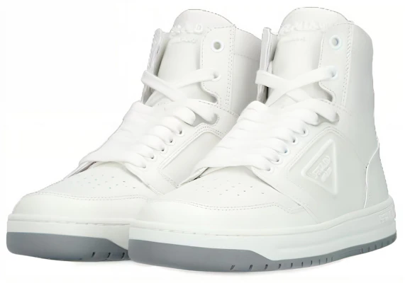 (W) Prada Leren Hoge Sneakers met Logo ''Witte Mode'' 1T791M_3LJ6_F097W Order (W) Prada Leren Hoge Sneakers met Logo ''Witte Mode'' 1T791M_3LJ6_F097W