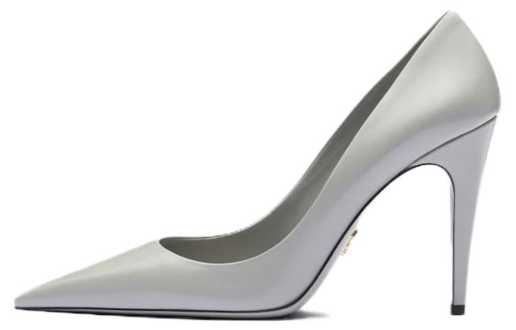 (W) Prada Leather High Heel 10cm 'Grey'