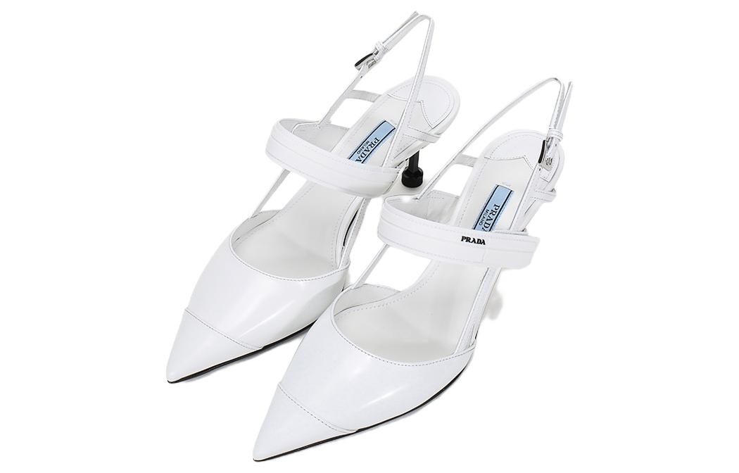 (W) Prada Leather High-Heeled Sandals 'White' 圖 3
