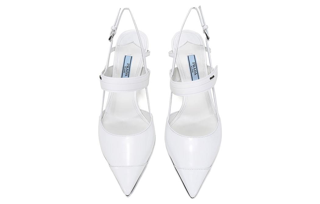 (W) Prada Leather High-Heeled Sandals 'White' 圖 4