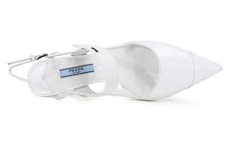 (W) Prada Leather High-Heeled Sandals 'White' 圖 5