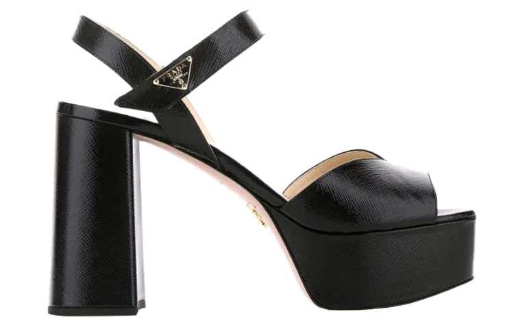 (W) Prada Leather High Heels 'Fashion Buckle Pure Black' 圖 2
