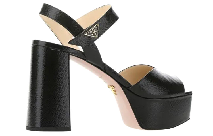 (W) Prada Leather High Heels 'Fashion Buckle Pure Black' 圖 4