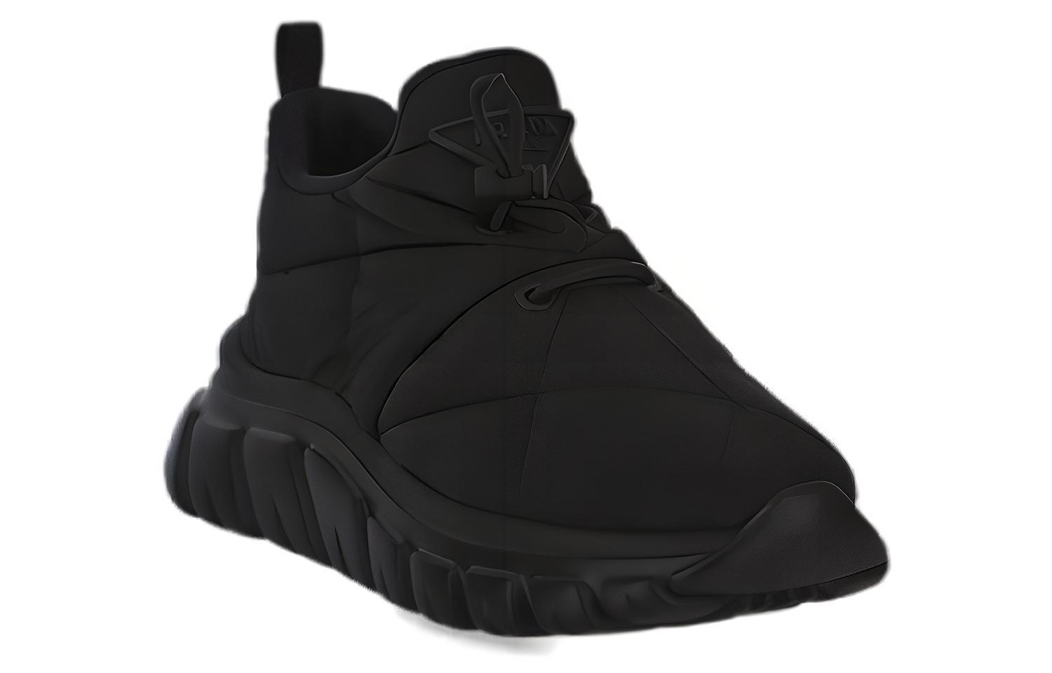 Lookbook (W) 프라다 블랙 가죽 레이스업 스니커즈 (Prada Black Leather Lace-up Sneakers) 1E741M_3LGO_F0002