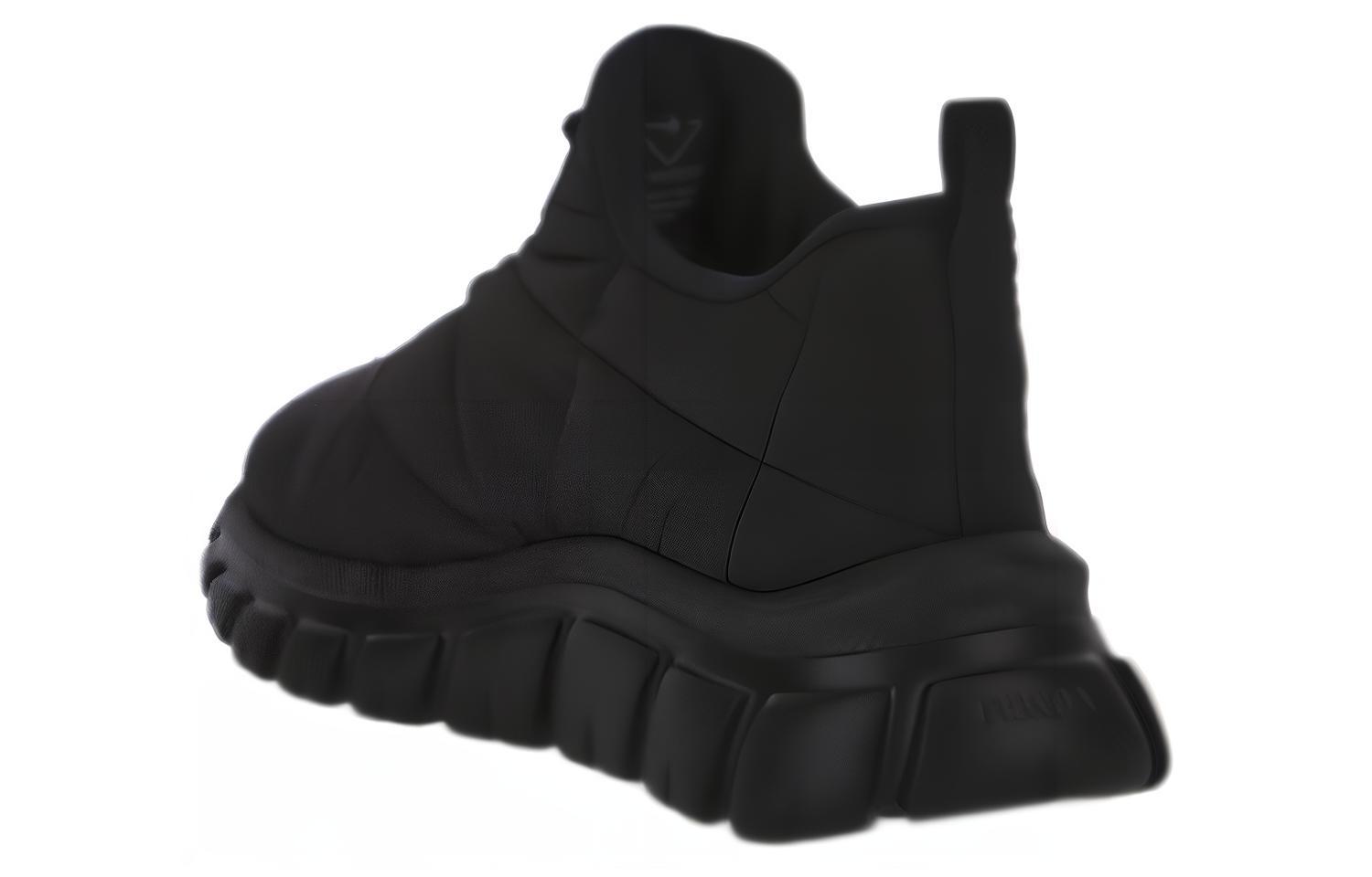 Shop (W) 프라다 블랙 가죽 레이스업 스니커즈 (Prada Black Leather Lace-up Sneakers) 1E741M_3LGO_F0002