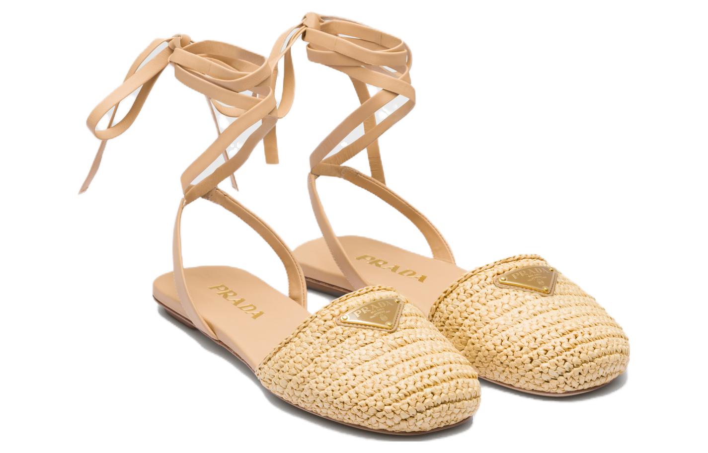 Order (W) プラダ レザー ラウンドトゥ レースアップ ベージュ 1X139N_70N_F0018_F_005