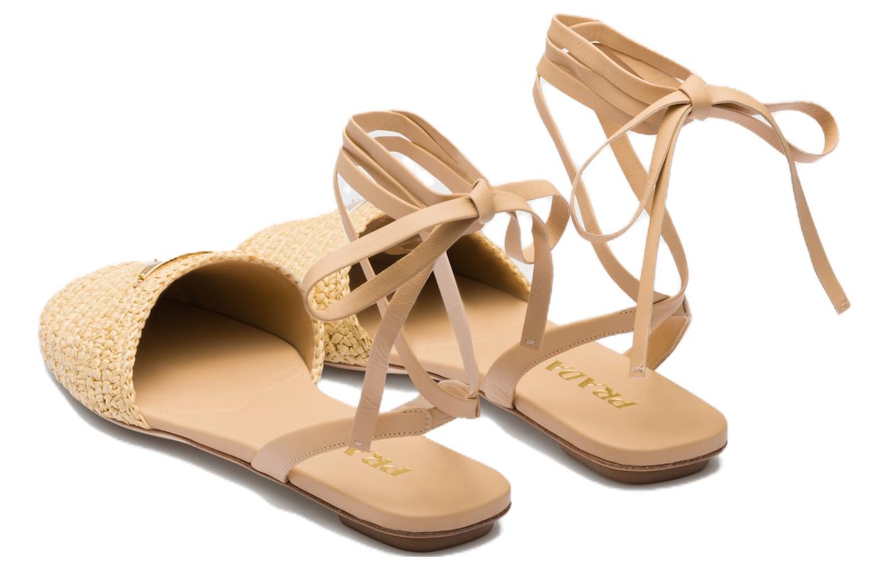 Shop (W) プラダ レザー ラウンドトゥ レースアップ ベージュ 1X139N_70N_F0018_F_005