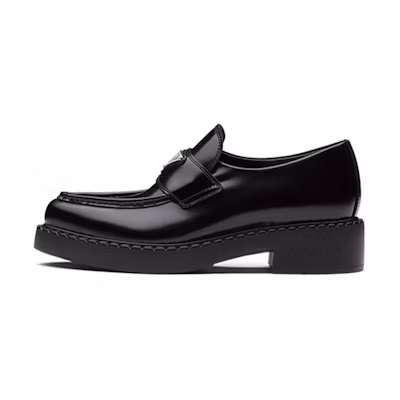 (W) Prada Brushed Leather Pointy Monolith Loafers 'Black'