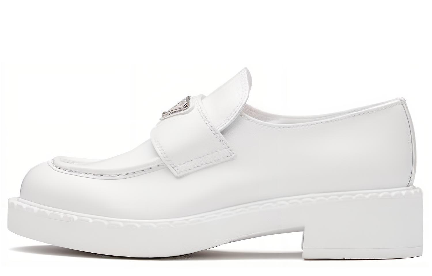 (W) Prada Leather Loafers 'White'