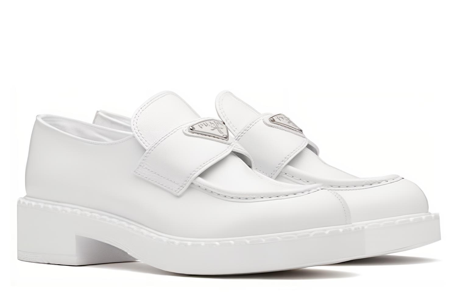 (W) Prada Leather Loafers 'White' 圖 3
