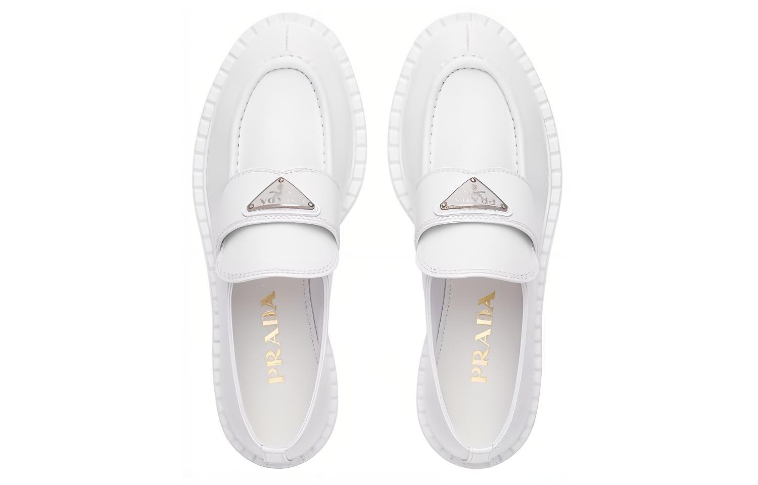 (W) Prada Leather Loafers 'White' 圖 5