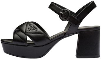 (Women) Prada Leather Logo Block Heel Sandal with Buckle 'Black' 1XP43B_038_F0002_F_065 (Women) Prada Leather Logo Block Heel Sandal with Buckle 'Black' 1XP43B_038_F0002_F_065