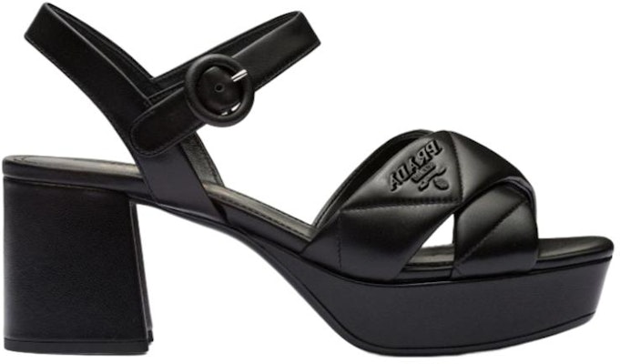 (Women) Prada Leather Logo Block Heel Sandal with Buckle 'Black' 1XP43B_038_F0002_F_065 Order (Women) Prada Leather Logo Block Heel Sandal with Buckle 'Black' 1XP43B_038_F0002_F_065