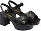 Lookbook (W) Prada Leren Logo Blokhak Sandalen met Gesp ''Zwart'' 1XP43B_038_F0002_F_065