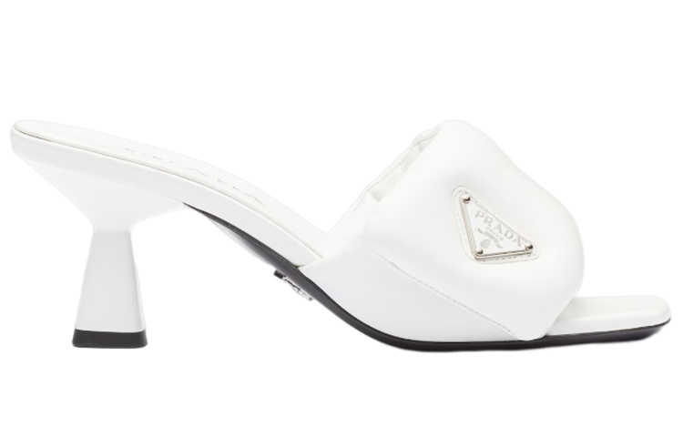 (W) Prada Leather Logo Chunky Heel Fashion Sandals 'White' 圖 2