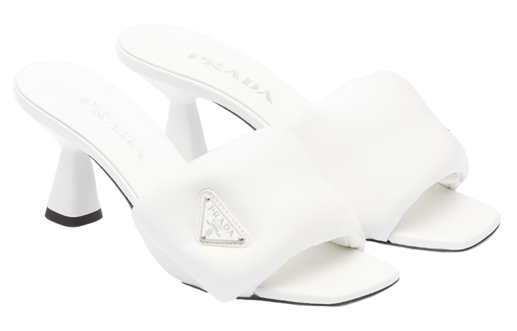 (W) Prada Leather Logo Chunky Heel Fashion Sandals 'White' 圖 3