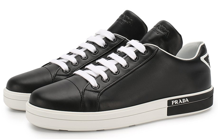 (W) Prada Leather Logo Print Lace-Up Sneaker 'Black Fashion' 圖 2