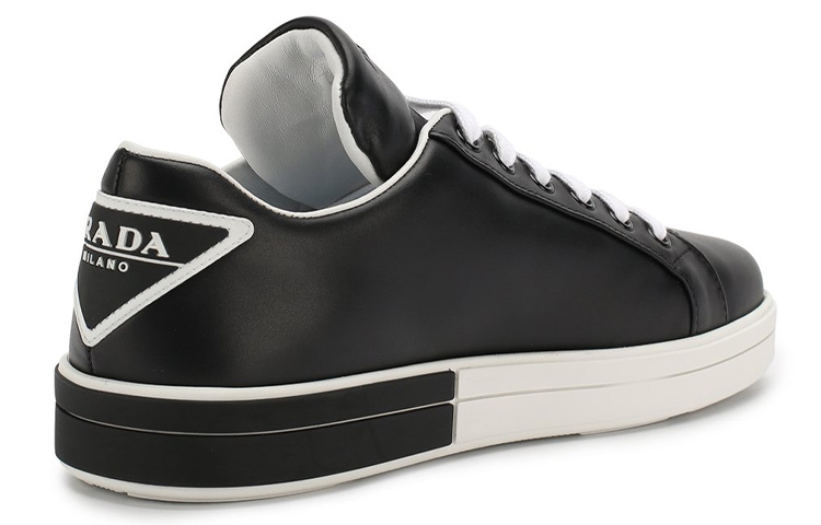 (W) Prada Leather Logo Print Lace-Up Sneaker 'Black Fashion' 圖 4