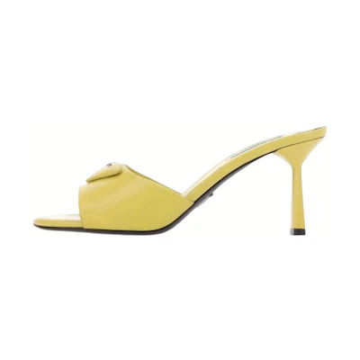 (W) Prada Leather Logo Slip-On Sandals 'Yellow'
