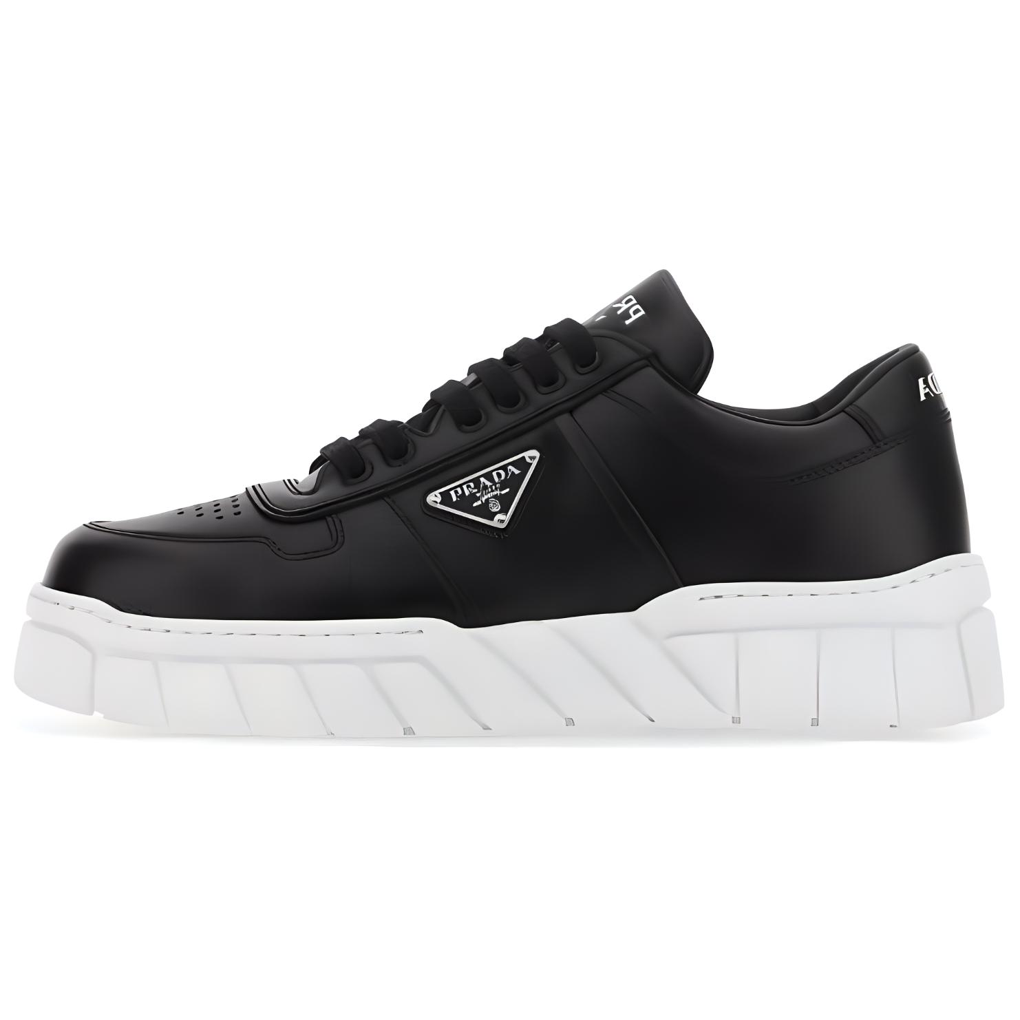 (W) Prada Leather Low-Top Lace-Up 'Black and White'