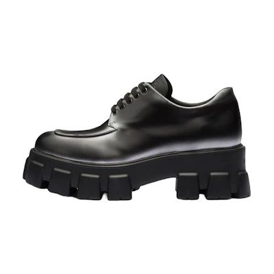(W) Prada Leather Low-Top Platform Sneakers 'Black'