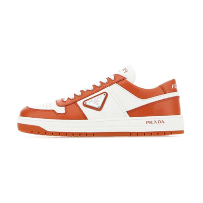 (W) Prada Leather Low-Top Sneaker 'White Orange'