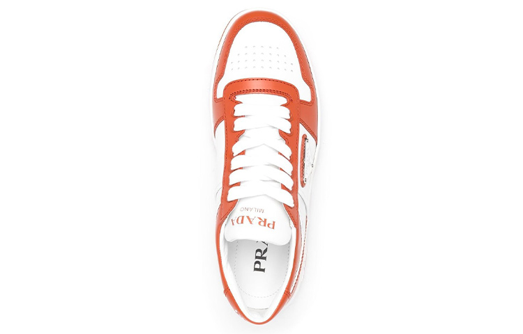 (W) Prada Leather Low-Top Sneaker 'White Orange' 圖 5