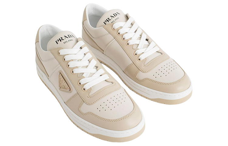 (W) Prada Downtown Leather Sneakers 'Beige' 圖 4