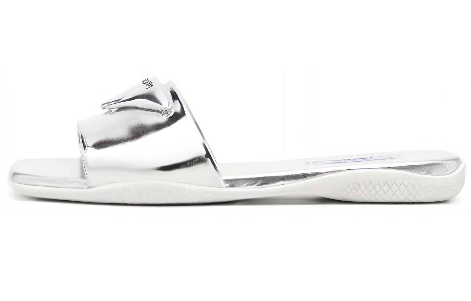 (W) Prada Leather Metal Fashion Slide 'White'