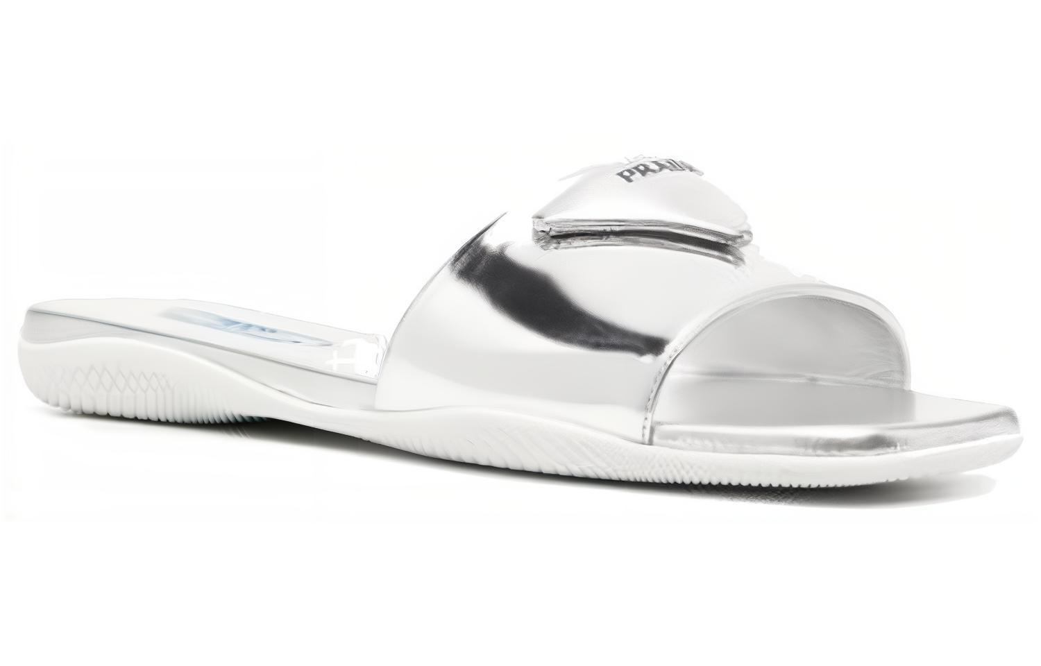 (W) Prada Leather Metal Fashion Slide 'White' 圖 2