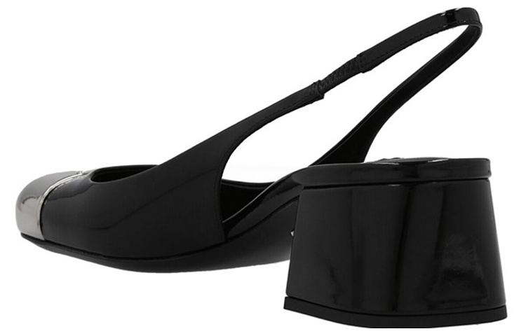 (W) Prada Leather Mid-Heeled Mules 'Black Silver' 圖 3