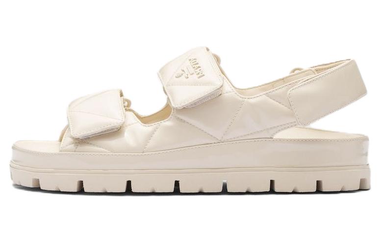 (Women) Prada Leather Open-Toe Comfort Versatile Beach Sandals 'White' 1X721M_069_F0304_F_020