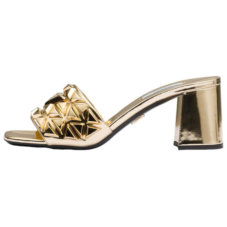 (W) Prada Leather Open-Toe Slide 'Gold'