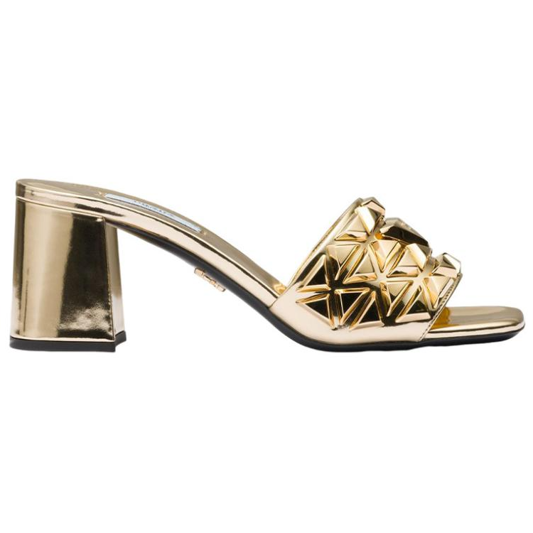 (W) Prada Leather Open-Toe Slide 'Gold' 圖 2