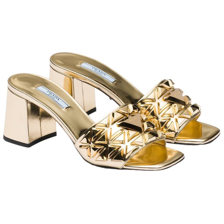 (W) Prada Leather Open-Toe Slide 'Gold' 圖 3