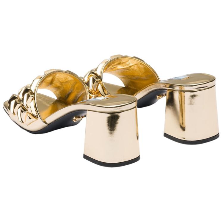 (W) Prada Leather Open-Toe Slide 'Gold' 圖 5