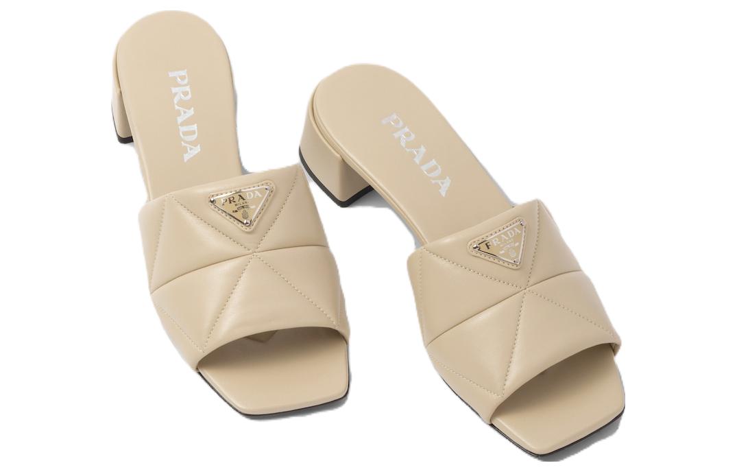 (W) Prada Leather Open-Toe Slide Sandal 'Desert Beige' 圖 3
