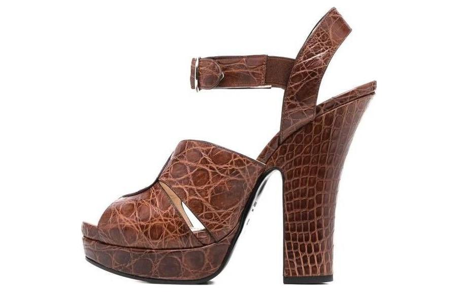 Buy (W) Sandal Kulit Prada Terbuka Tali Buku Lali 'Coklat' 1XP555_5OU_F0005