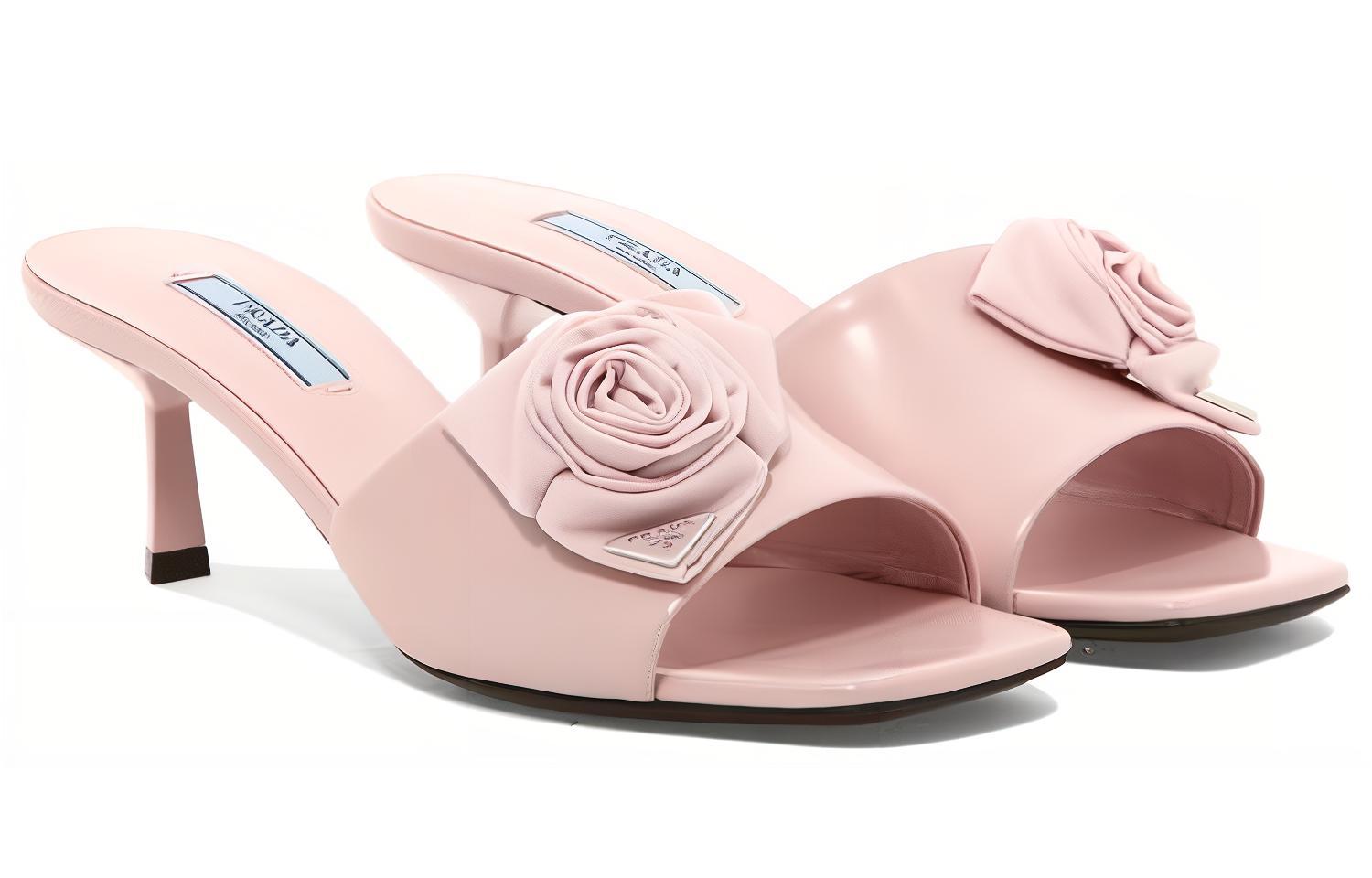 Lookbook (W) Sandales en cuir Prada à bout ouvert rose femme élégantes. 1XX665_055_F0E18