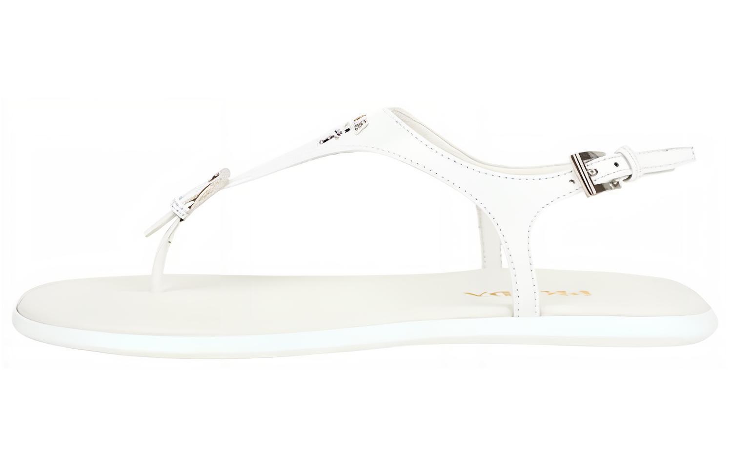 (W) Prada Leather Open Toe Sandals 'White'